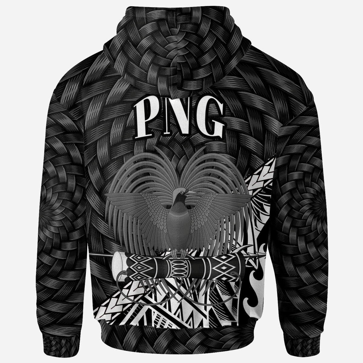 Papua New Guinea Zip Hoodie White Polynesian Patterns With Bamboo - Polynesian Pride