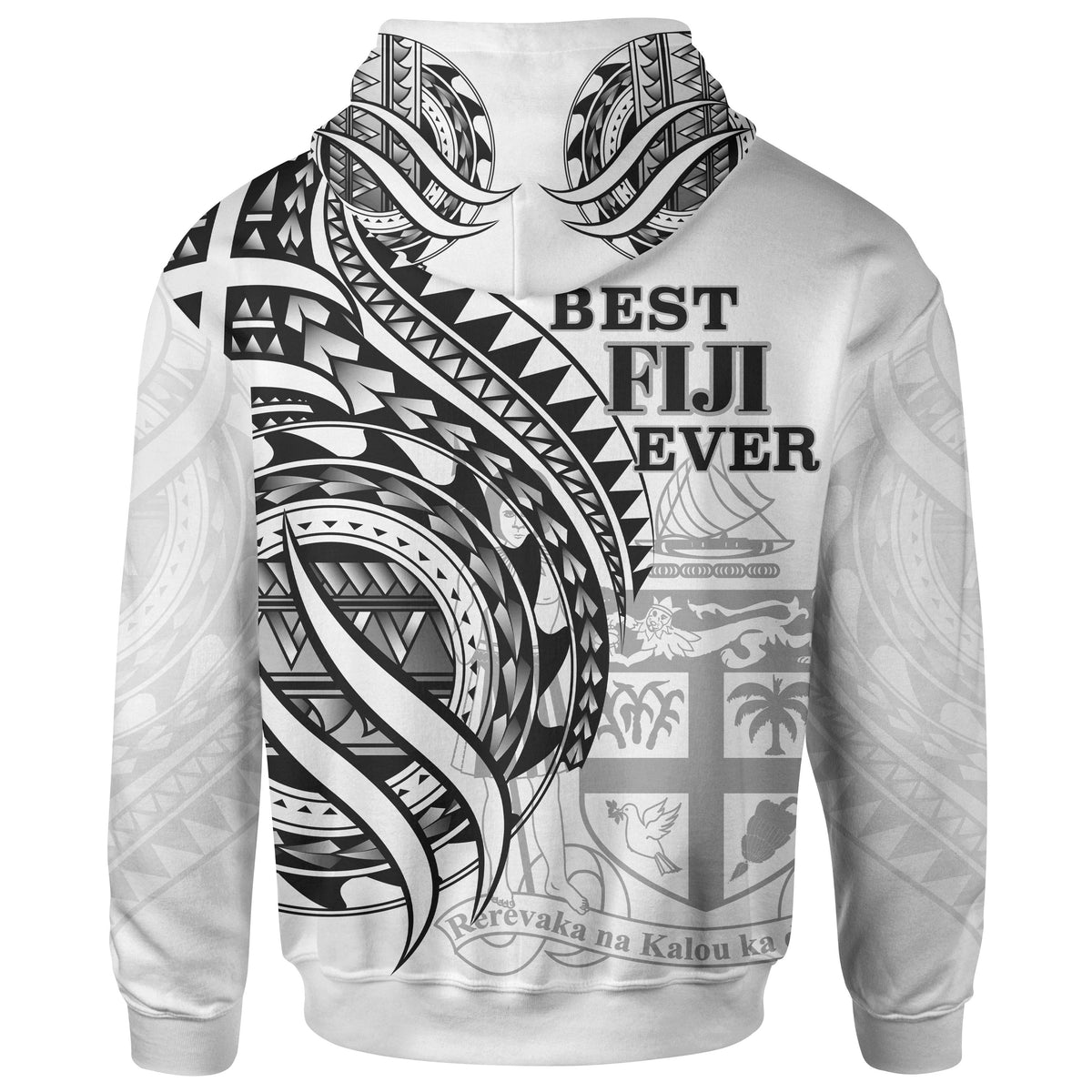 Fiji Zip Hoodie Black Polynesian Patterns Best Fiji Ever - Polynesian Pride