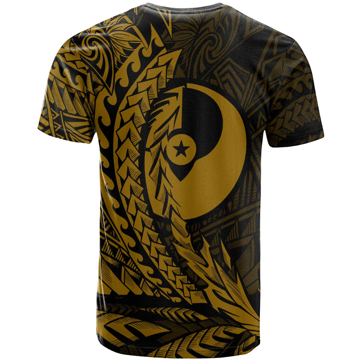 Yap State Polo Shirt Gold Custom Wings Style - Polynesian Pride