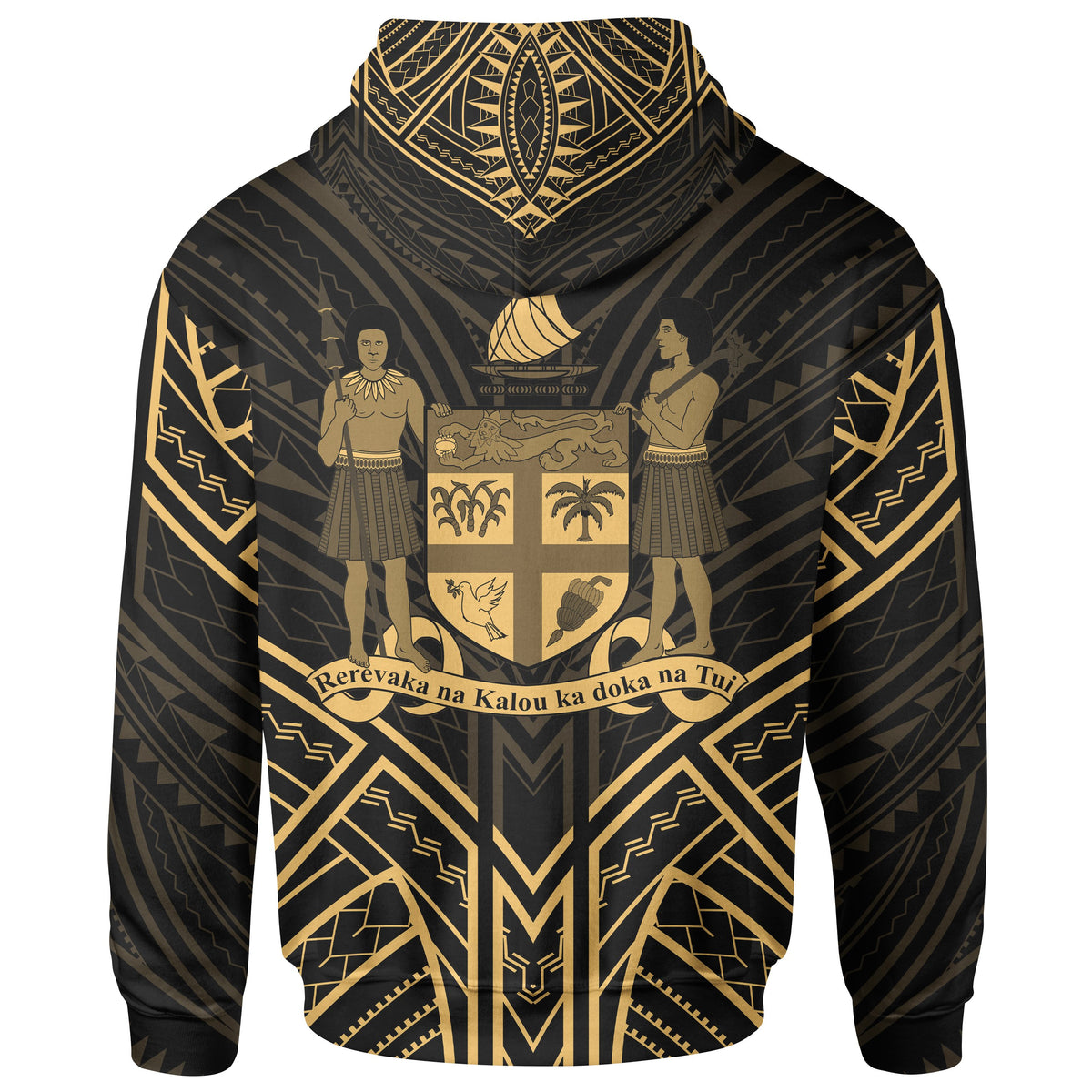 Fiji Zip Hoodie Fiji Seal Gold Tribal Patterns - Polynesian Pride