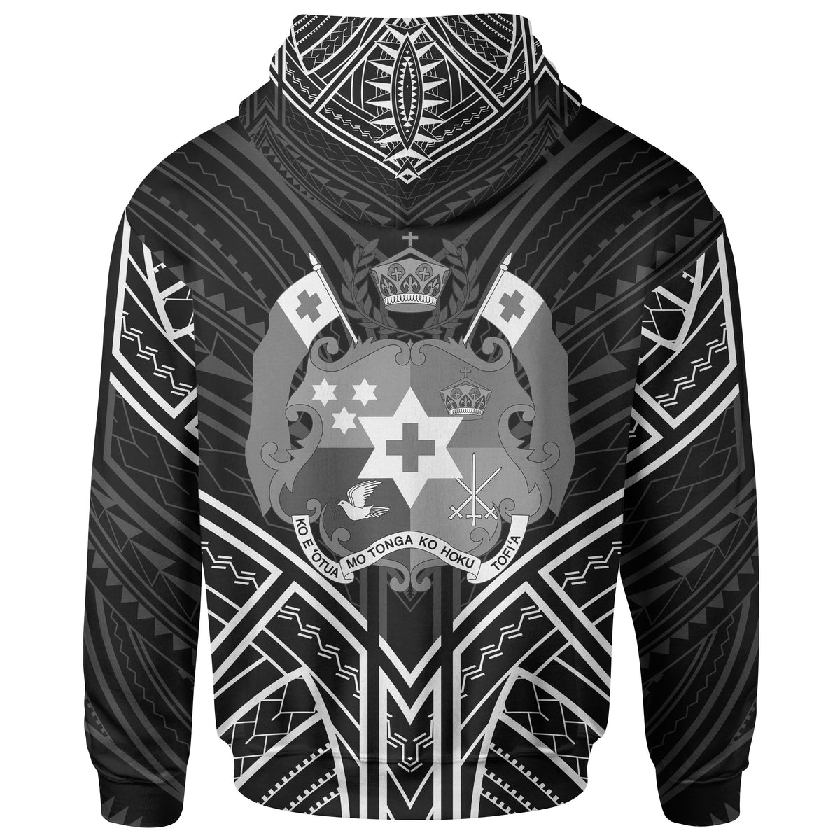 Tonga Zip Hoodie Tonga Seal Black Tribal Patterns - Polynesian Pride