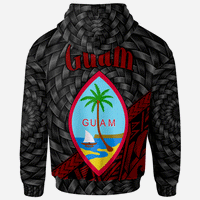 Guam Zip Hoodie Custom Red Tapa Patterns With Bamboo - Polynesian Pride