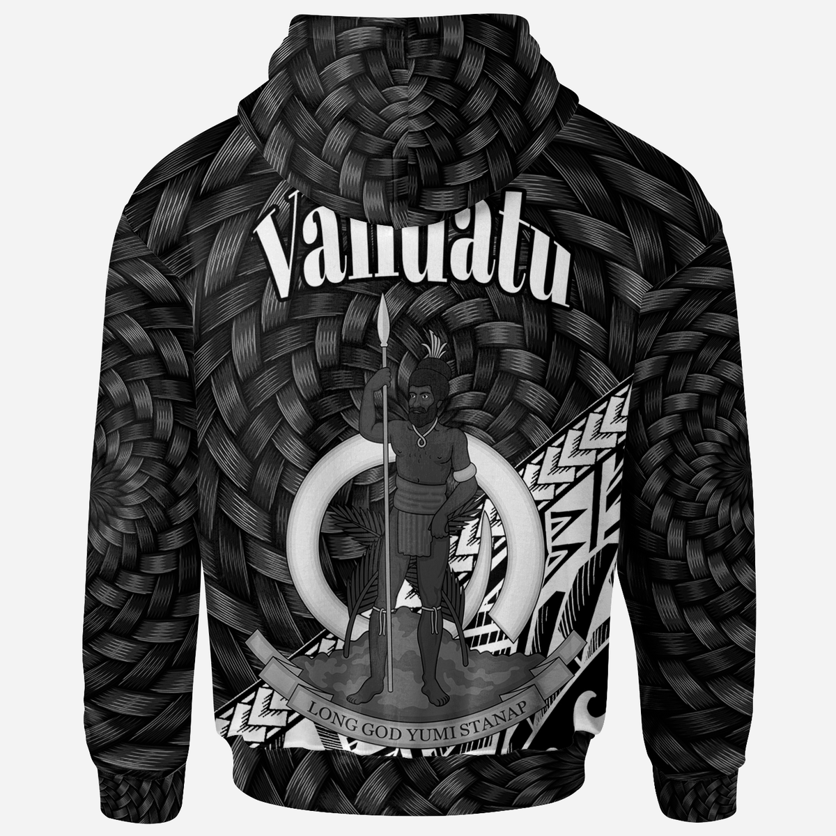 Vanuatu Hoodie White Polynesian Patterns With Bamboo - Polynesian Pride