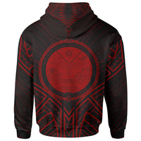 Marshall Islands Hoodie Marshall Islands Seal Red Tribal Patterns - Polynesian Pride