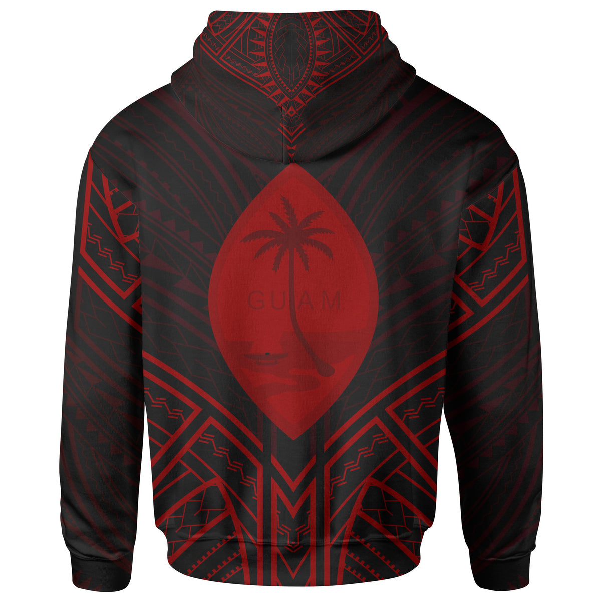 Guam Hoodie Guam Seal Red Tribal Patterns - Polynesian Pride