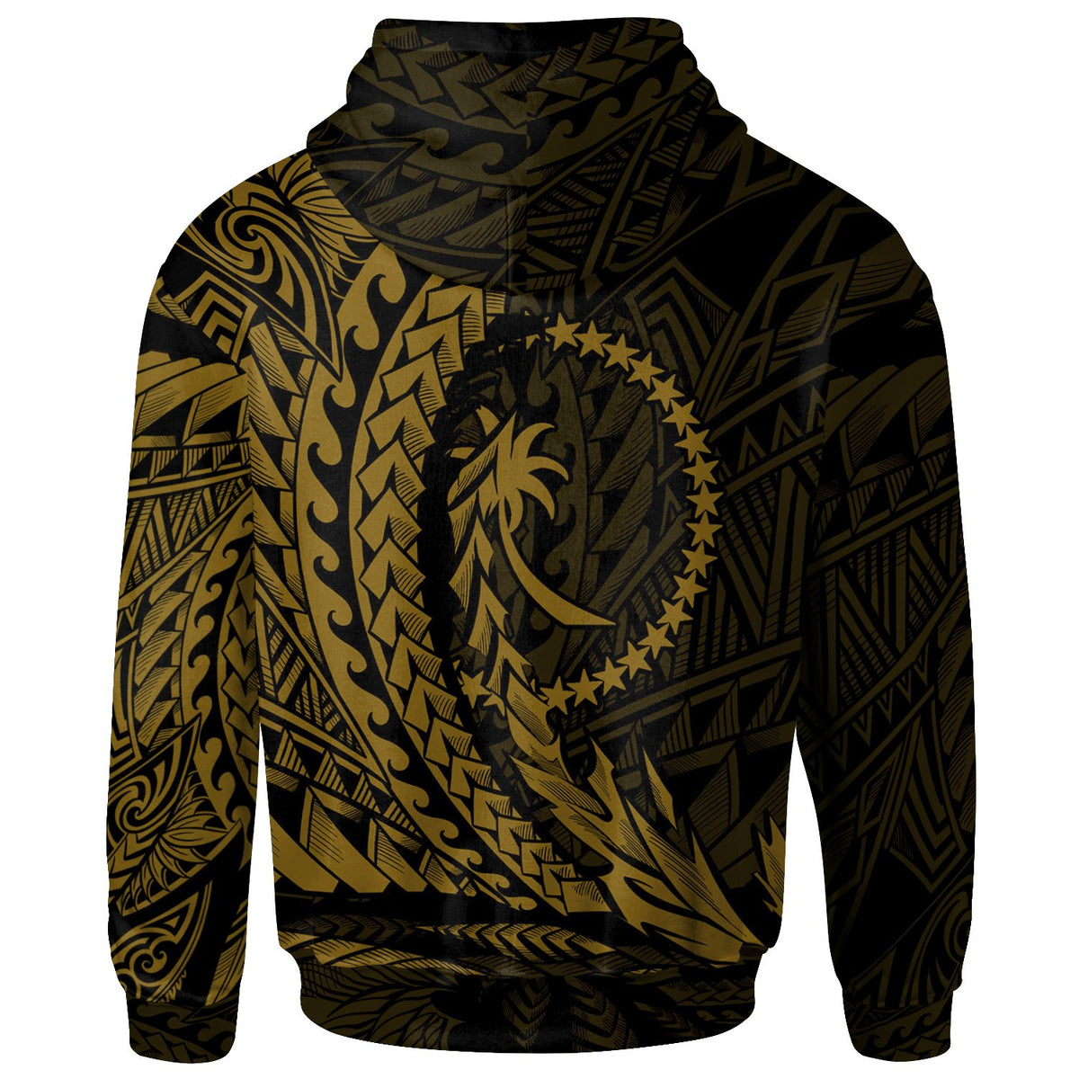 Chuuk State Zip Hoodie Gold Custom Wings Style - Polynesian Pride