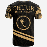 Chuuk State T Shirt In My Heart Style Gold Polynesian Patterns - Polynesian Pride