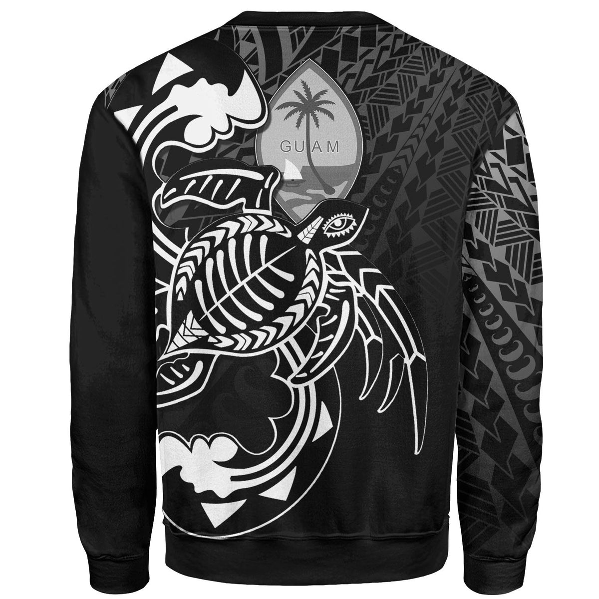 Guam Sweatshirt - Turtle With Polynesian Waves - Polynesian Pride
