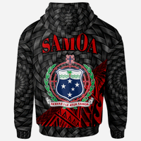 Samoa Zip Hoodie Red Polynesian Patterns With Bamboo - Polynesian Pride