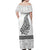 (Custom Personalised) New Zealand Off Shoulder Long Dress Maori Pattern Silver Fern White LT13 - Polynesian Pride