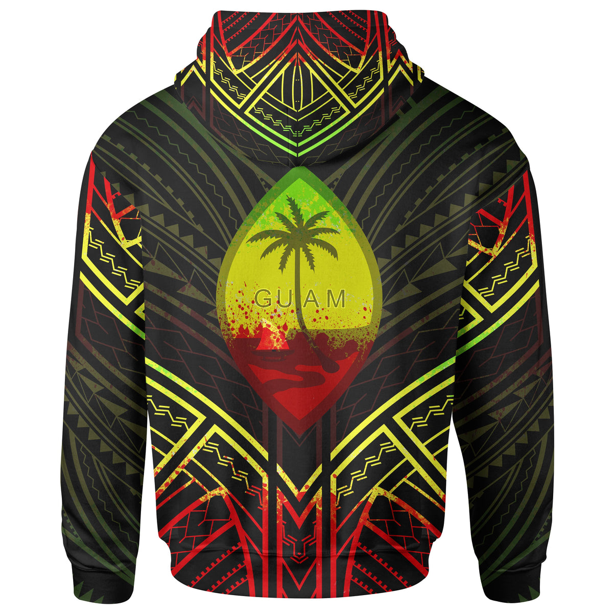 Guam Zip Hoodie Guam Seal Reggae Tribal Patterns - Polynesian Pride
