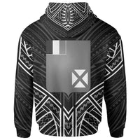 Wallis & Futuna Hoodie Wallis & Futuna Seal Black Tribal Patterns - Polynesian Pride