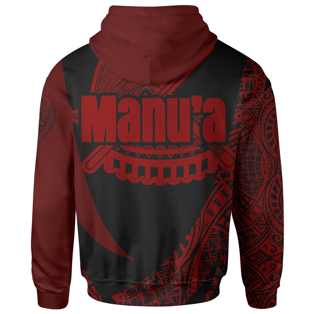 American Samoa Zip Hoodie Manua Olosega Polynesian Red Patterns Sport Style - Polynesian Pride