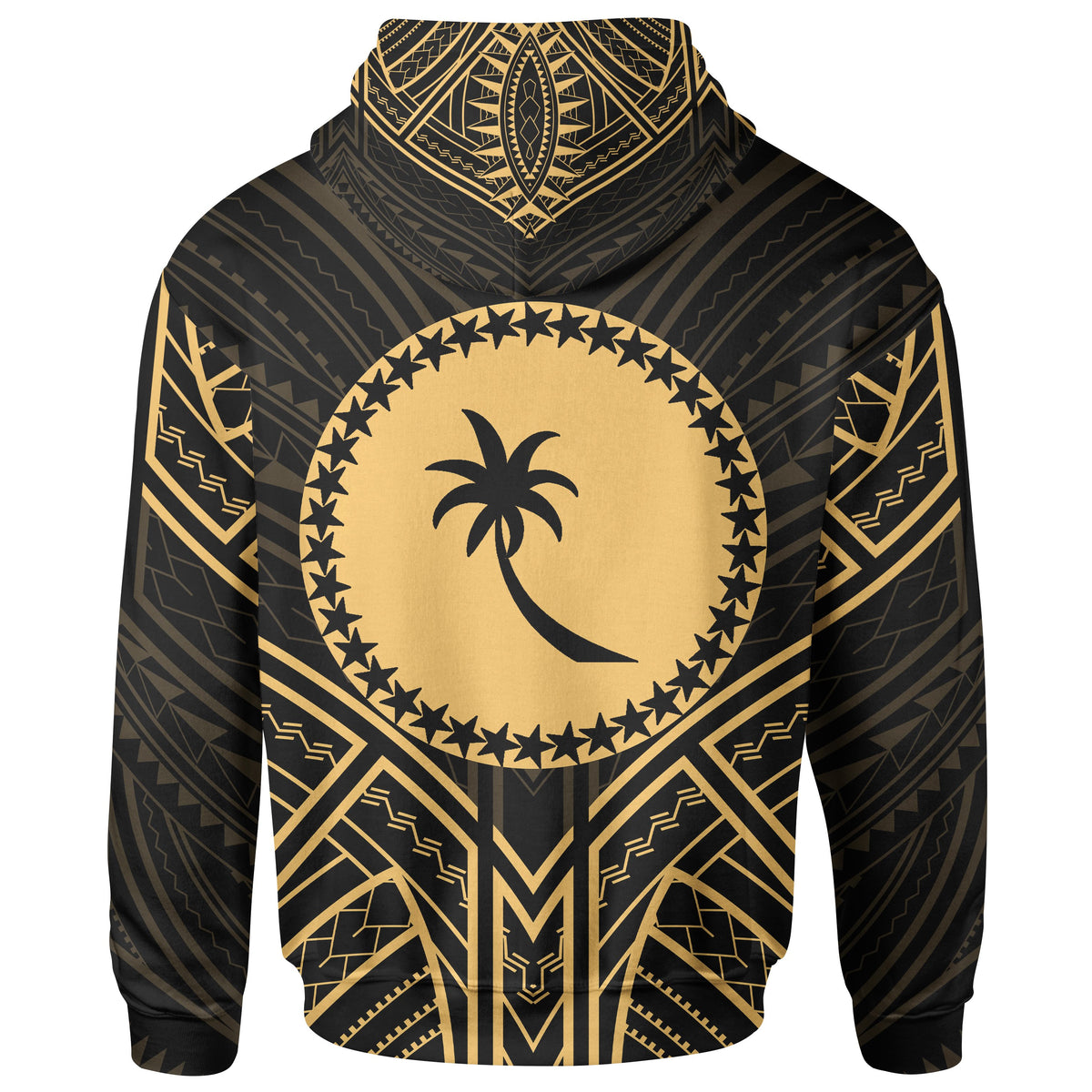 Chuuk State Zip Hoodie Chuuk State Seal Gold Tribal Patterns - Polynesian Pride