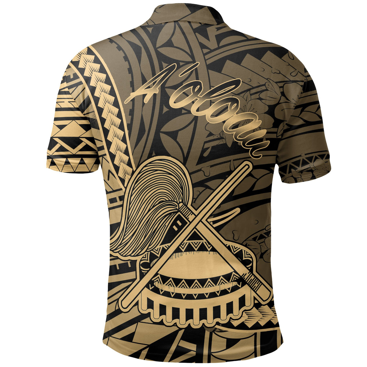 American Samoa Polo Shirt Aoloau Polynesian Gold Patterns - Polynesian Pride