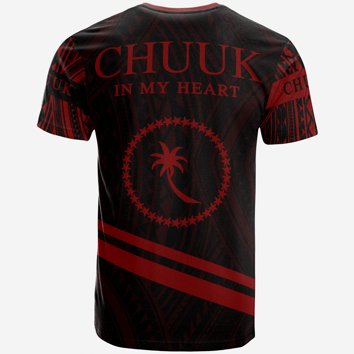 Chuuk State T Shirt In My Heart Style Red Polynesian Patterns - Polynesian Pride