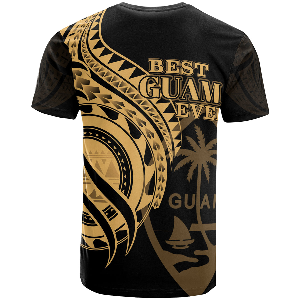 Guam T Shirt Gold Color Polynesian Patterns Best Guam Ever - Polynesian Pride