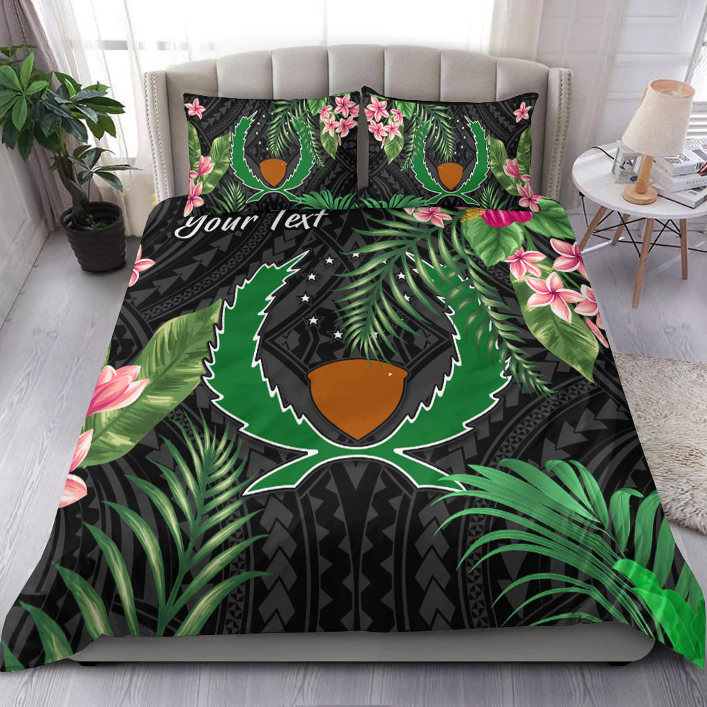 (Custom Personalised) Pohnpei Micronesia Bedding Set Tropical Flowers LT13 Black - Polynesian Pride