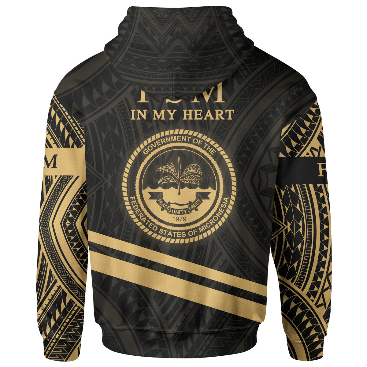 Federated States of Micronesia Zip Hoodie In My Heart Style Gold Polynesian Patterns - Polynesian Pride