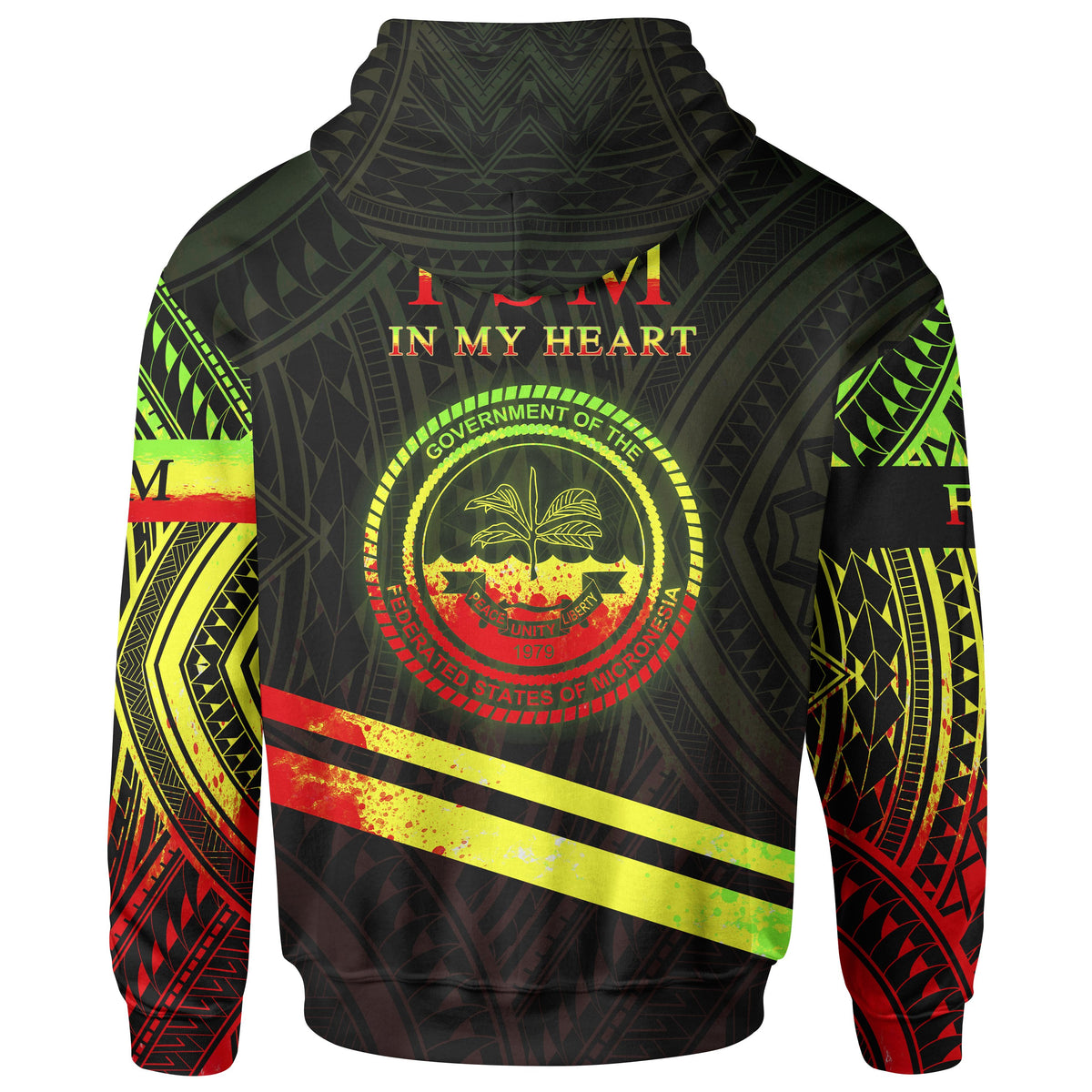 Federated States of Micronesia Zip Hoodie In My Heart Style Reggae Polynesian Patterns - Polynesian Pride