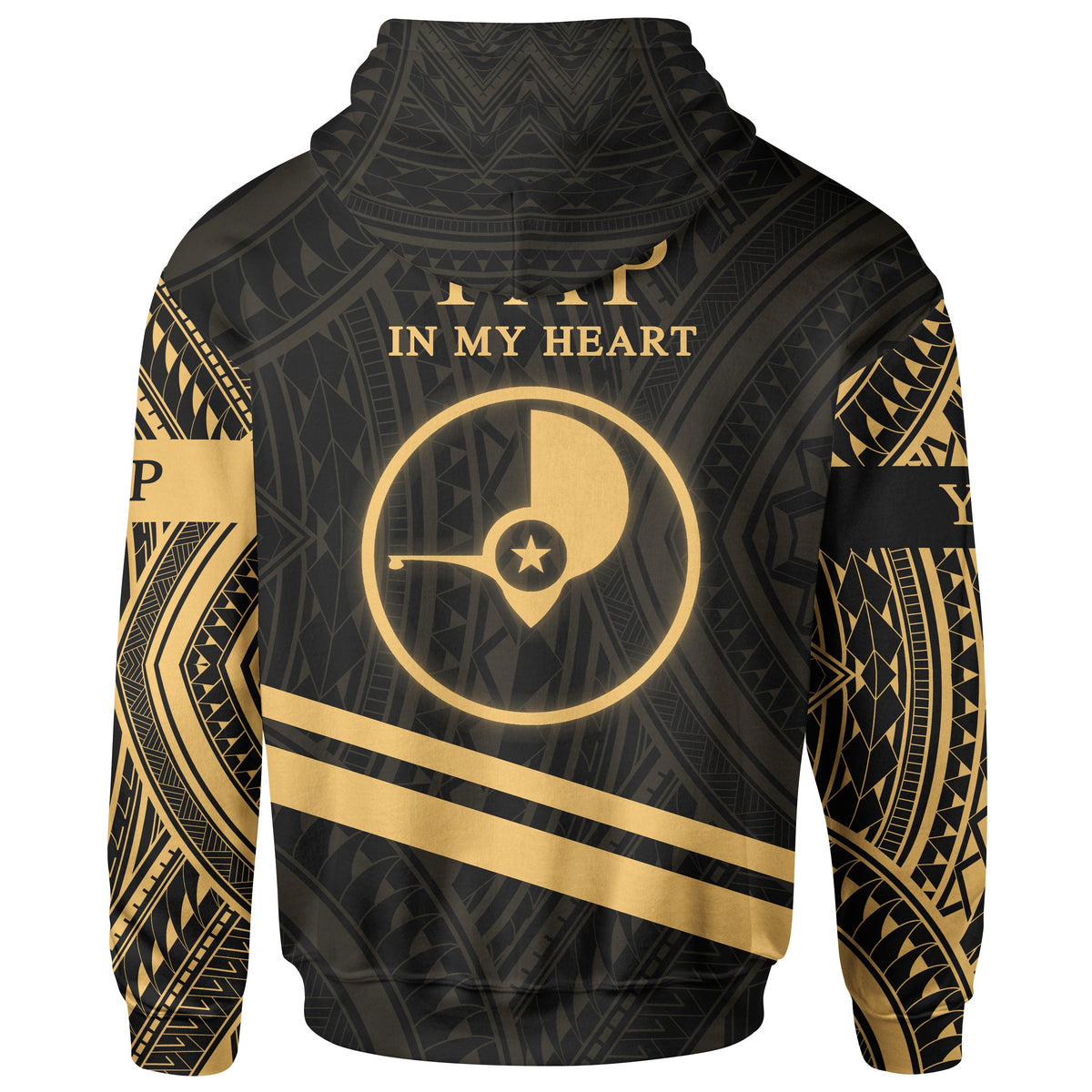 Yap State Hoodie In My Heart Style Gold Polynesian Patterns - Polynesian Pride