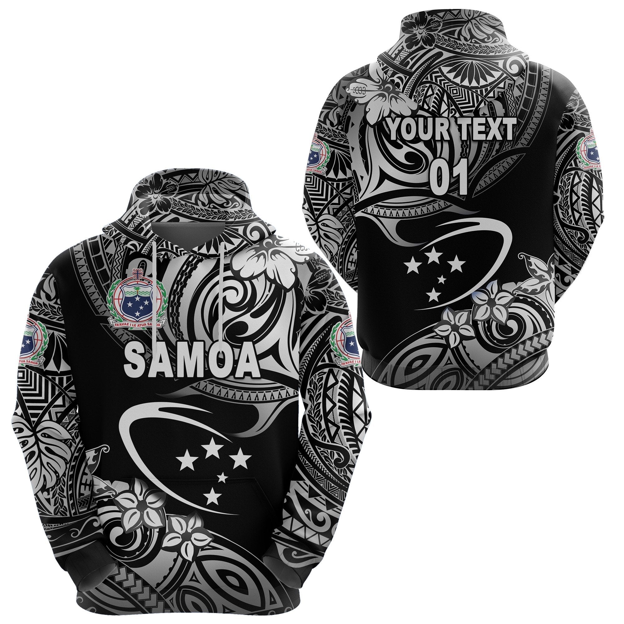 Custom Manu Samoa Rugby Hoodie Unique Vibes Black, Custom Text and Number Unisex Black - Polynesian Pride