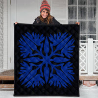Hawaiian Royal Pattern Premium Quilt - Black And Blue - A3 Style - AH - Polynesian Pride