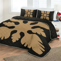 Hawaiian Royal Pattern Quilt Bed Set - Black And Gold - B1 Style - AH - Polynesian Pride