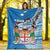 (Custom Personalised) Fiji Premium Blanket Fijian Drua Mix Tagimaucia Flower Blue Style Ver.01 LT14 White - Polynesian Pride