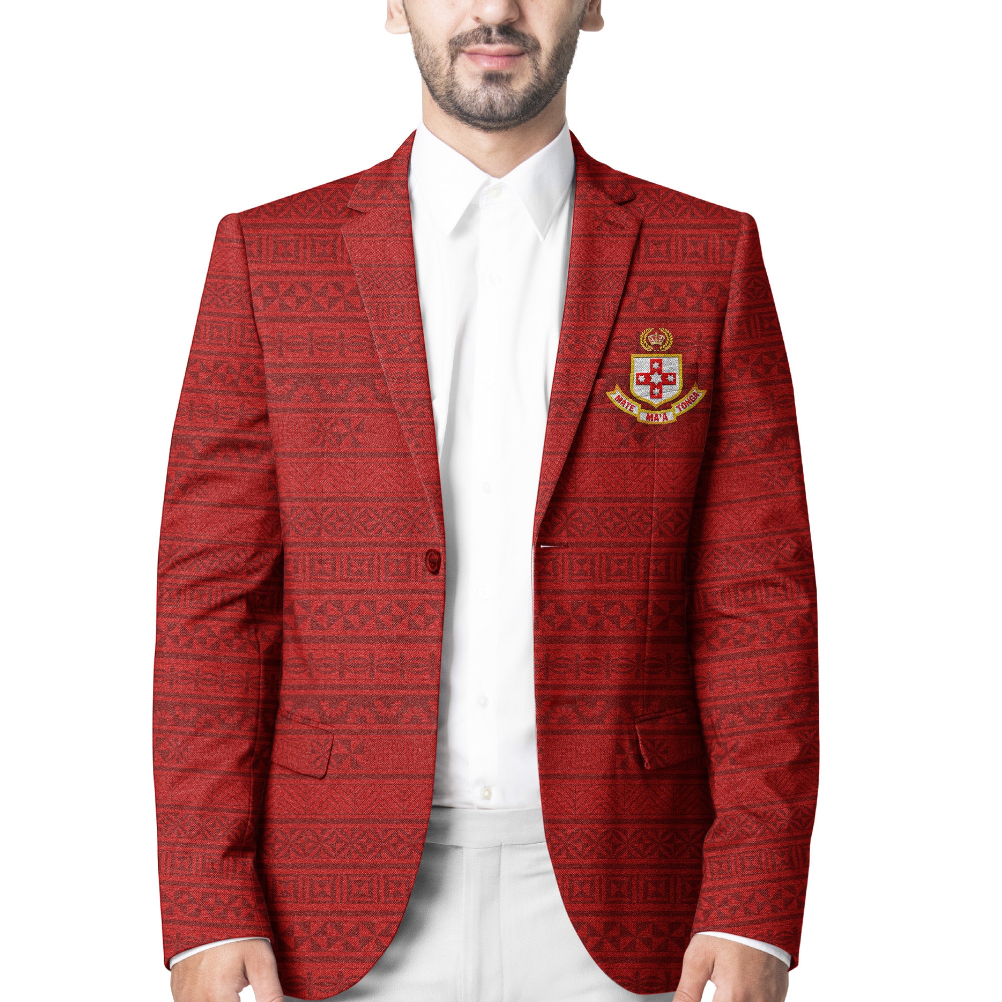 Tonga Kolisi Tonga College Blazer Tonga Pattern Original Style - Red LT8 - Polynesian Pride