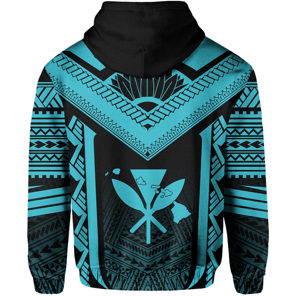 Hawaii Kanaka Polynesian Zip up Hoodie Active Blue - Polynesian Pride