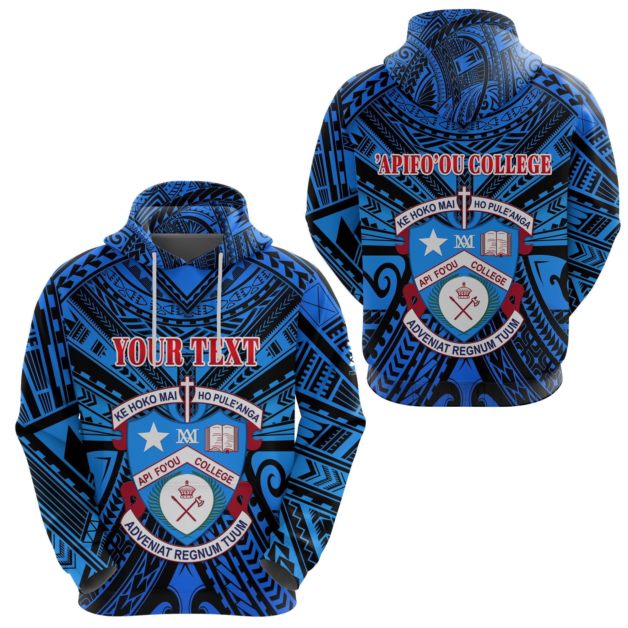 Custom Kolisi Apifoou College Tonga Hoodie Blue Unisex Blue - Polynesian Pride