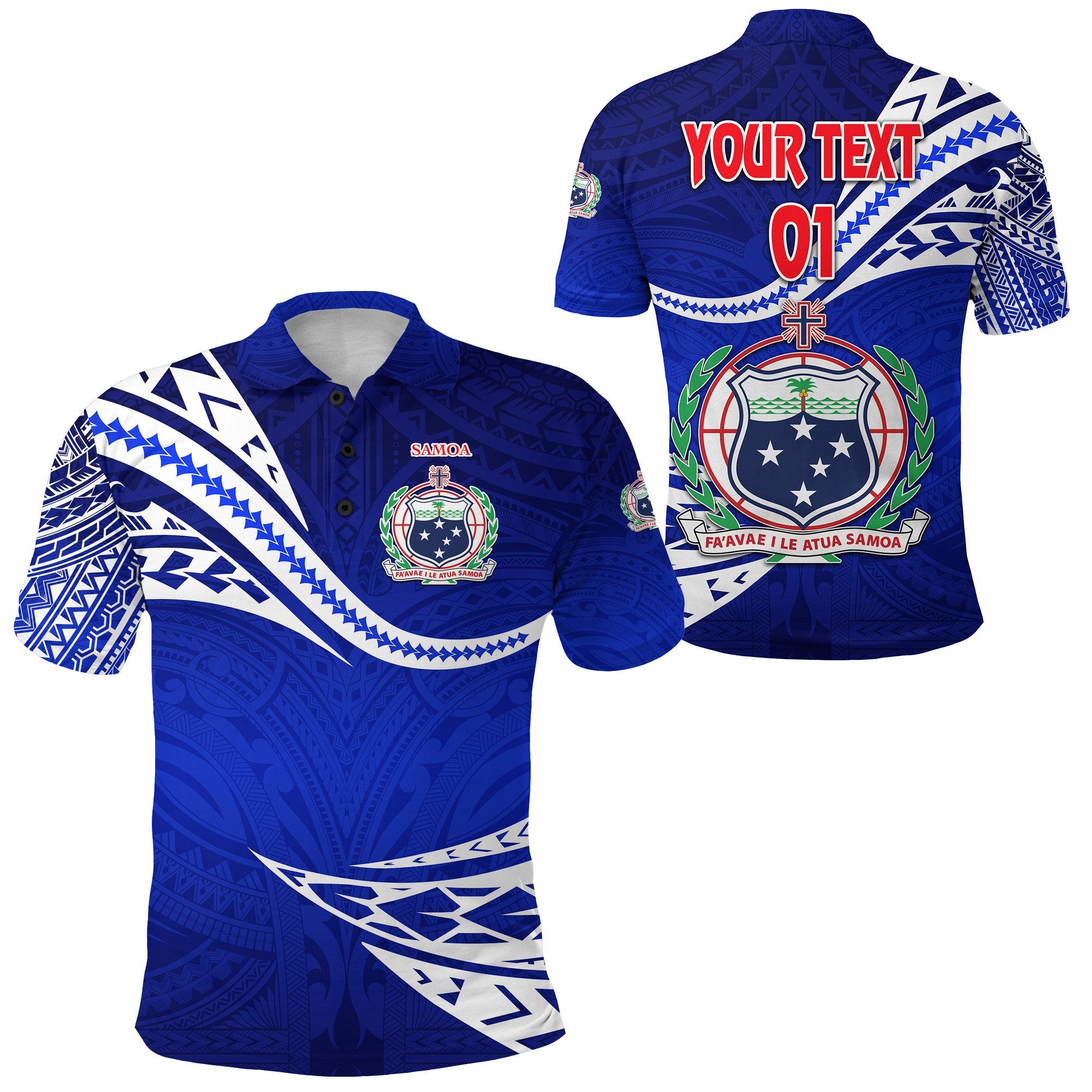 Custom Manu Samoa Rugby Polo Shirt Unique Version Blue, Custom Text and Number Unisex Blue - Polynesian Pride