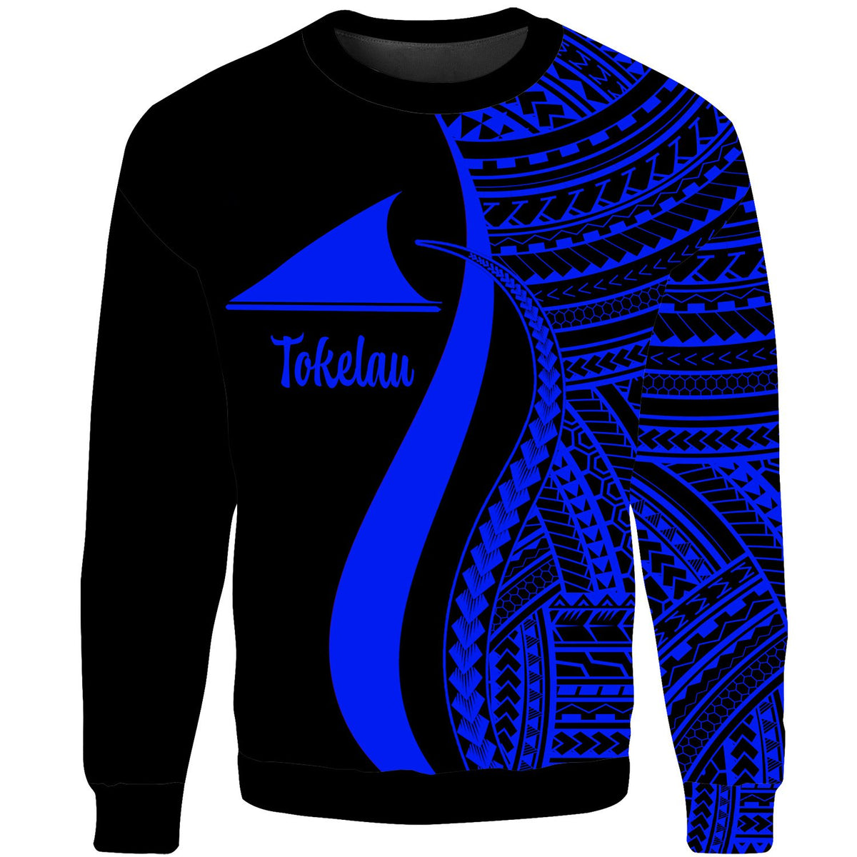 Tokelau Sweatshirt - Blue Polynesian Tentacle Tribal Pattern Unisex Blue - Polynesian Pride