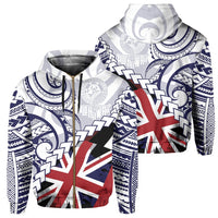 Polynesian Kakau Flag of Hawaii Zip Hoodie Blue Unisex Blue - Polynesian Pride