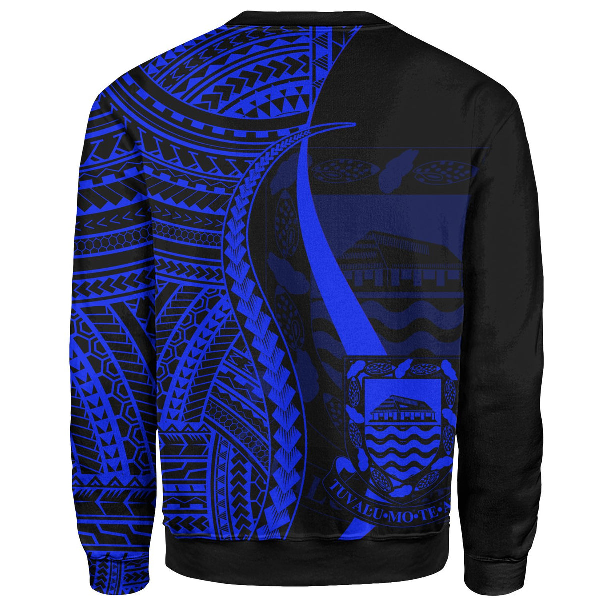 Tuvalu Custom Personalised Sweatshirt - Blue Polynesian Tentacle Tribal Pattern - Polynesian Pride
