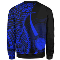 Northern Mariana Islands Sweatshirt - Blue Polynesian Tentacle Tribal Pattern - Polynesian Pride