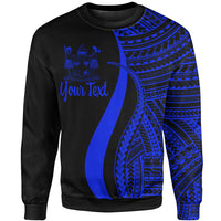 Fiji Custom Personalised Sweatshirt - Blue Polynesian Tentacle Tribal Pattern Crest Unisex Blue - Polynesian Pride