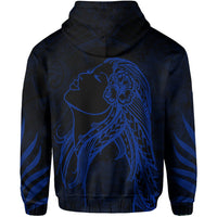 Polynesian Tropic Hula Girl Hibiscus Hawaii Hoodie Blue - Polynesian Pride