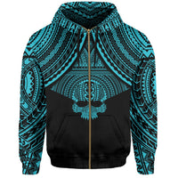 Polynesian Skull Hawaii Zip Hoodie Blue Circle Style - Polynesian Pride