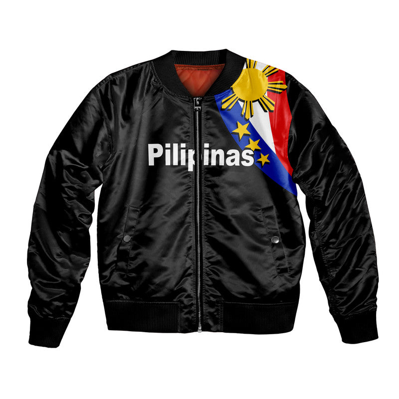 Pilipinas Bomber Jacket Simple Style - Black LT6 Unisex Black - Polynesian Pride