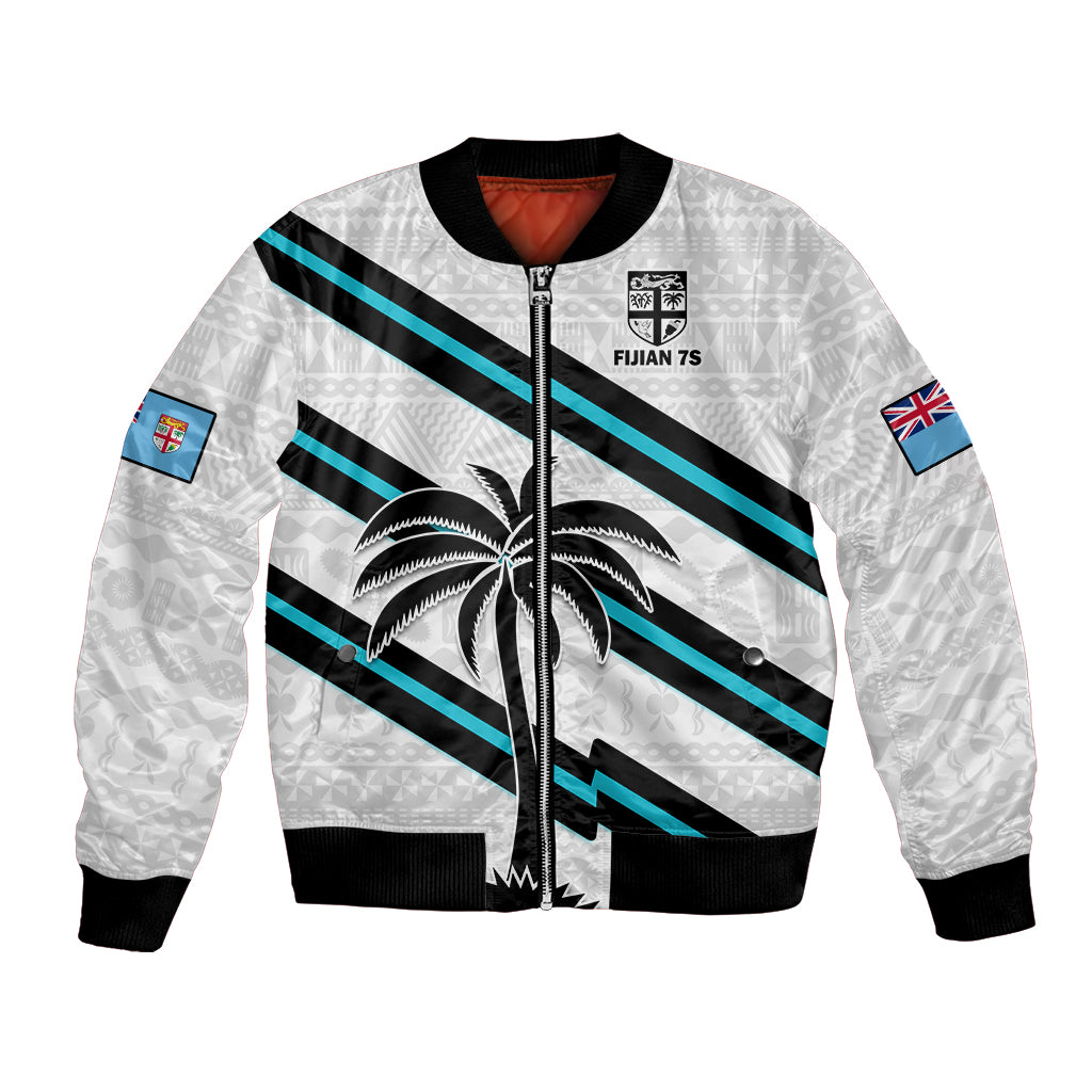 Fiji Rugby Tapa Pattern Fijian 7s White Bomber Jacket LT14 Unisex White - Polynesian Pride