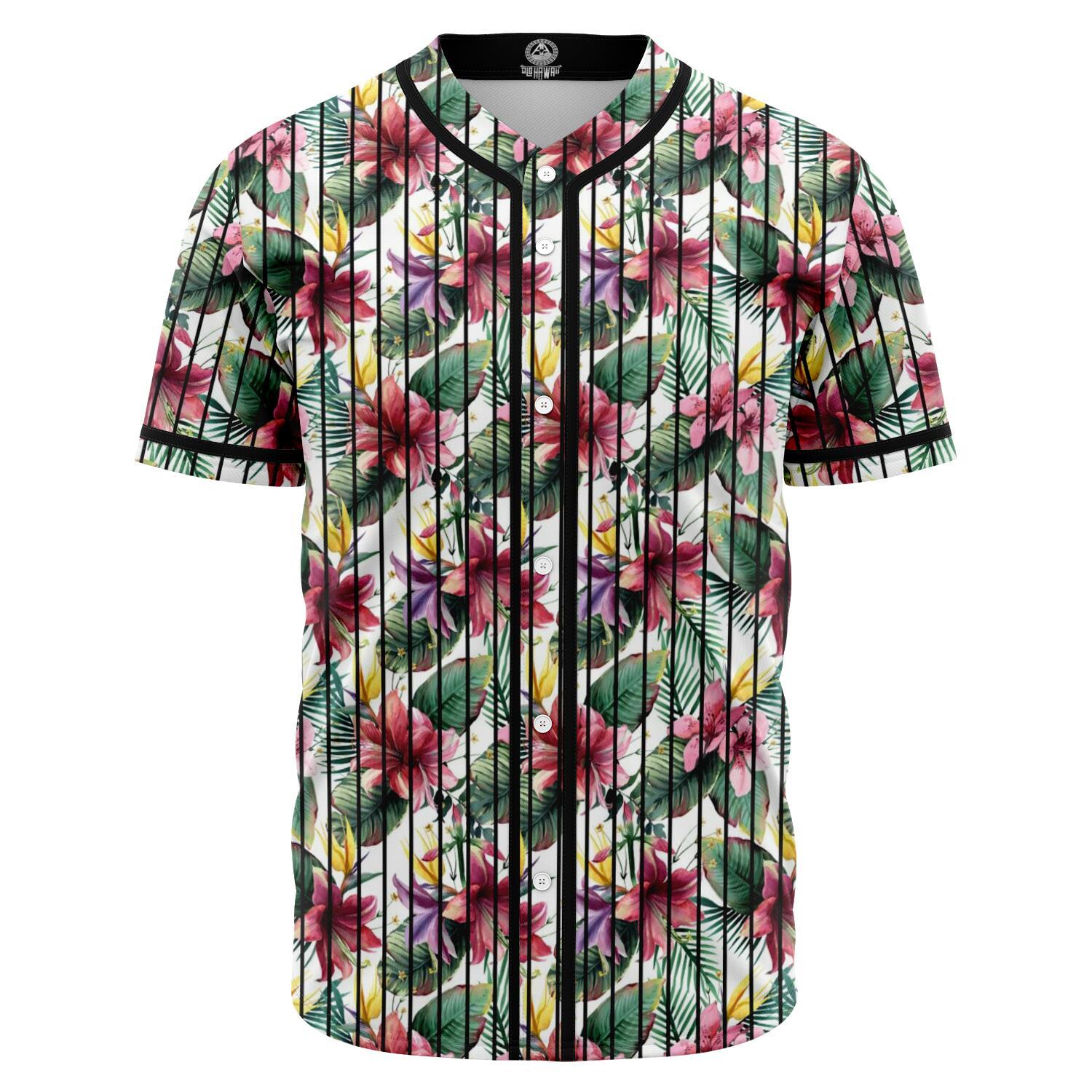 Tropical Palm Leaf White Baseball Jersey Black - Polynesian Pride