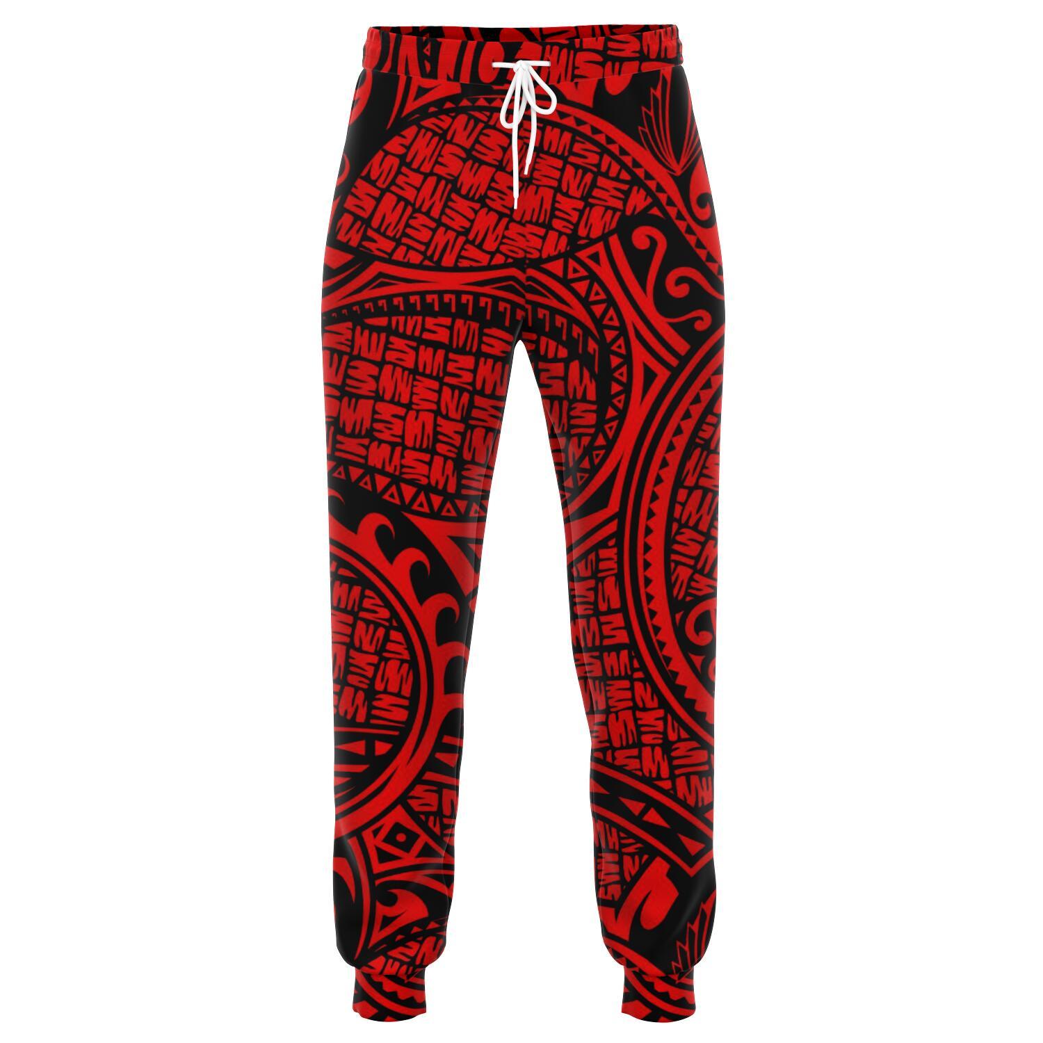 Polynesian Maori Lauhala Red Joggers Unisex Red - Polynesian Pride