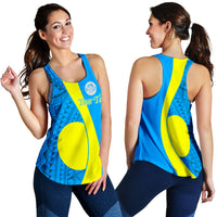 (Custom Personalised) Palau Women Tank Top - Tribal Pattern - LT12 Blue - Polynesian Pride