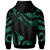 Hawaii Kanaka Maoli Polynesian Custom Hoodie Zip up Polynesian Tattoo Green Version - Polynesian Pride