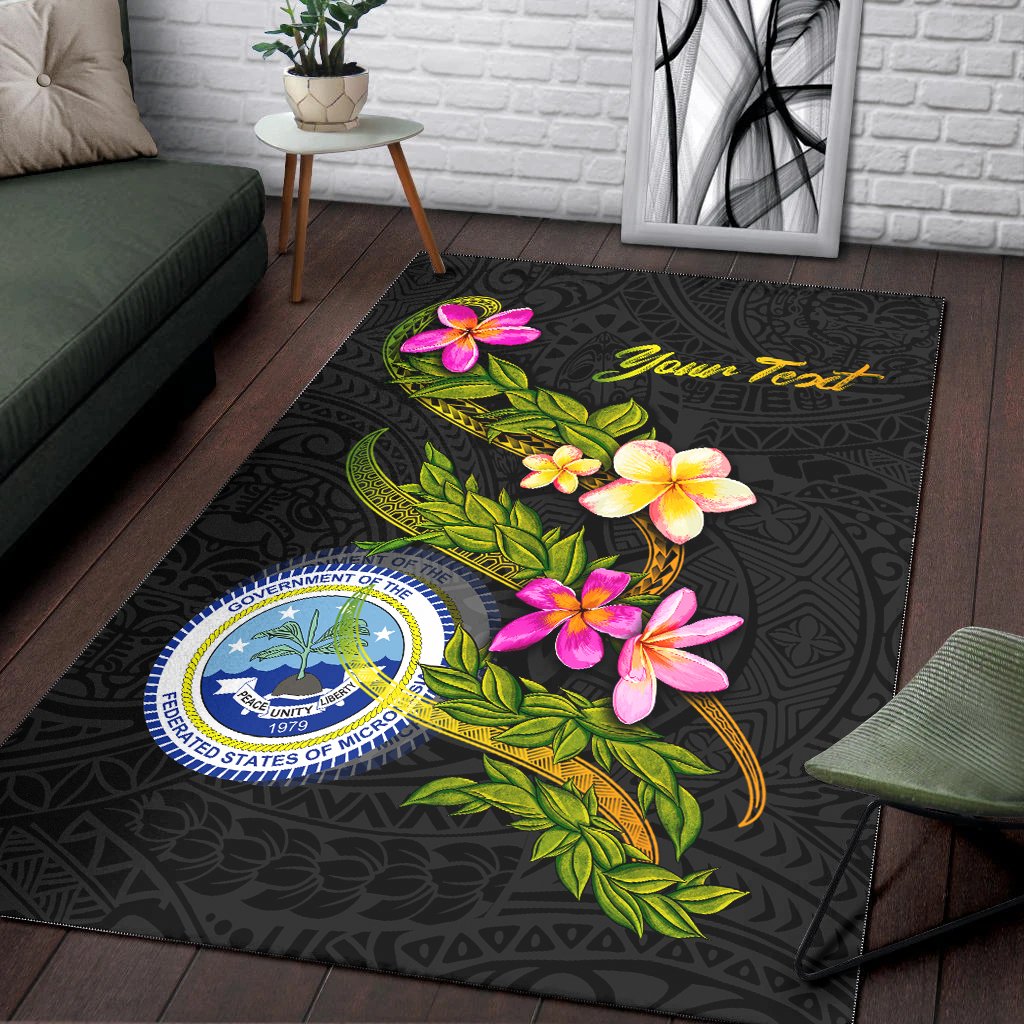 Federated States Of Micronesia Polynesian Custom Personalised Area Rug - Plumeria Tribal - Polynesian Pride