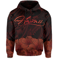 Polynesian Hibiscus Seal of Hawaii Hoodie Orange - Polynesian Pride