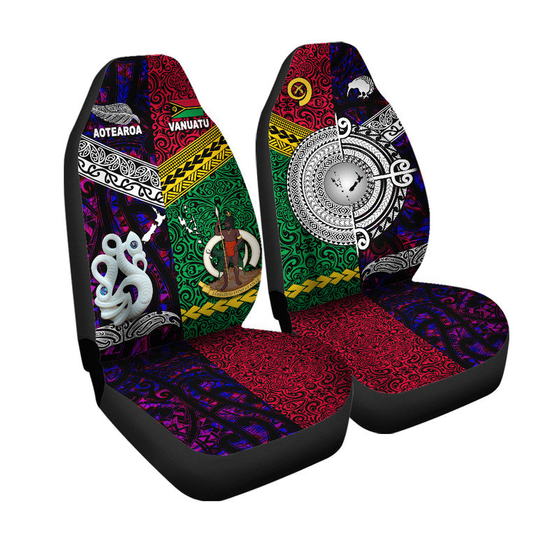 New Zealand And Vanuatu Car Seat Cover Together - Purple LT8 One Size Purple - Polynesian Pride