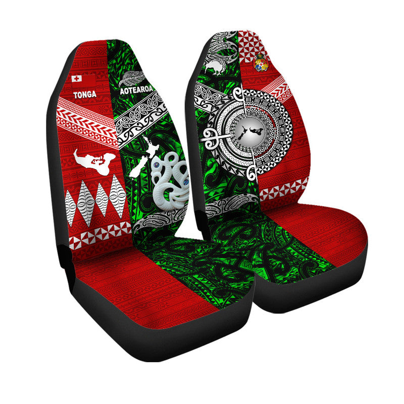 New Zealand And Tonga Car Seat Cover Together - Green LT8 One Size Green - Polynesian Pride